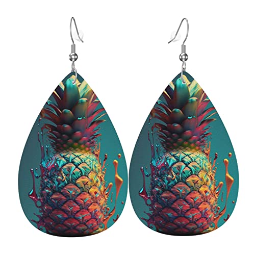 Leder-Ohrringe in Tropfenform, leichte baumelnde Tropfenohrringe für Damen – Pine Cool Art, Weiß von Oudrspo