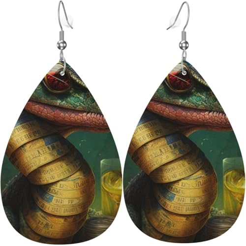 Leder-Ohrringe in Tropfenform, leichte baumelnde Tropfenohrringe für Damen – Schlangen-Sonnenbrille, weiß von Oudrspo