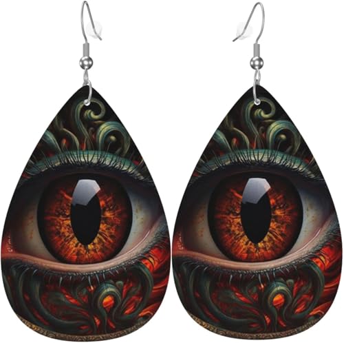 Leder-Ohrringe in Tropfenform, leichte baumelnde Tropfenohrringe für Frauen – Devils Eye Art, Weiß von Oudrspo