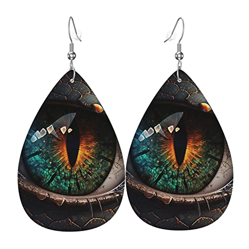 Leder-Ohrringe in Tropfenform, leichte baumelnde Tropfenohrringe für Frauen – Drachenauge Cool Art, Weiß von Oudrspo