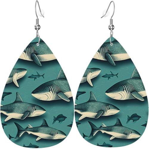 Leder-Ohrringe in Tropfenform, leichte baumelnde Tropfenohrringe für Frauen – Haie Art Vintage, Weiß von Oudrspo