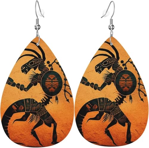 Leder-Ohrringe in Tropfenform, leichte baumelnde Tropfenohrringe für Frauen – Indianer-Südwesten, Weiß von Oudrspo