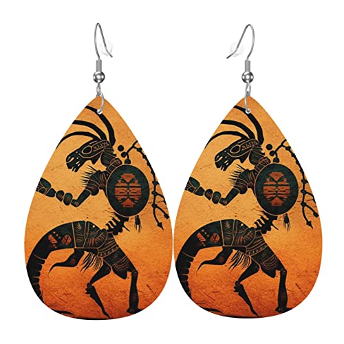 Leder-Ohrringe in Tropfenform, leichte baumelnde Tropfenohrringe für Frauen – Indianer-Südwesten, Weiß von Oudrspo