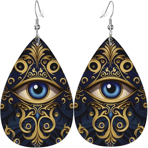 Leder-Ohrringe in Tropfenform, leichte baumelnde Tropfenohrringe für Frauen – Magic Evil Eye Cool, Weiß von Oudrspo