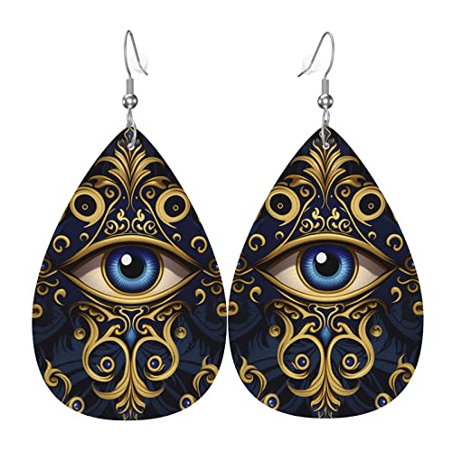 Leder-Ohrringe in Tropfenform, leichte baumelnde Tropfenohrringe für Frauen – Magic Evil Eye Cool, Weiß von Oudrspo