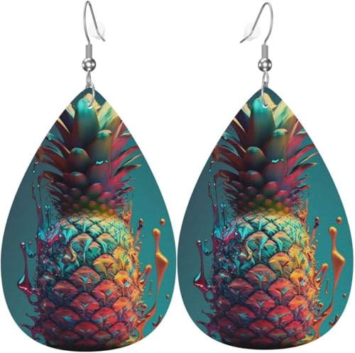 Leder-Ohrringe in Tropfenform, leichte baumelnde Tropfenohrringe für Frauen – Pine Cool Art, Weiß von Oudrspo