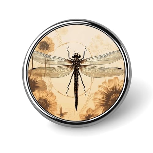 Libelle auf Sonnenblume, runde Brosche, modische Revers-Krawattennadeln, leichte Metallbrosche für Männer und Frauen, Kostüm, dekoratives Accessoire Libelle auf Sonnenblume, runde Brosche, modische Revers-Krawattennadeln, leichte Metallbrosche für Männer und Frauen, Kostüm, dekoratives Accessoire von Oudrspo