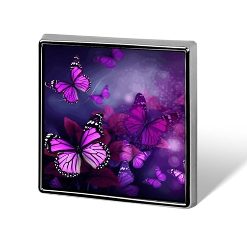 Lila Schmetterlinge Chamäleon Anstecknadel für Männer und Frauen, quadratische modische Brosche – niedliche Emaille-Anstecker, Anstecknadel aus Aluminiumlegierung für Hüte, Hemden, Taschen, Jacken und von Oudrspo