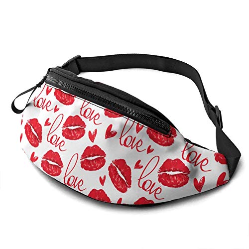 Lips Love Lässige Gürteltasche für Männer und Frauen, Verstellbarer Gürtel, Gürteltasche für Reisen, Wandern, Radfahren, Laufen, Festival, Rave von Oudrspo