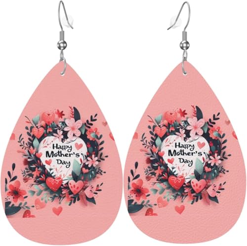 Love Mom (5) Aquarell Weihnachtsblätter Leder Tropfen Ohrringe für Frauen Dekorationen von Oudrspo