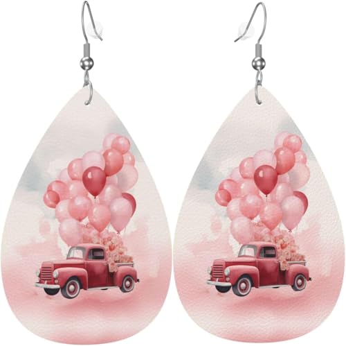 Love Red Truck Aquarell Zweige Blätter Leder Teardrop Ohrringe für Frauen Hochzeit Dekorationen von Oudrspo