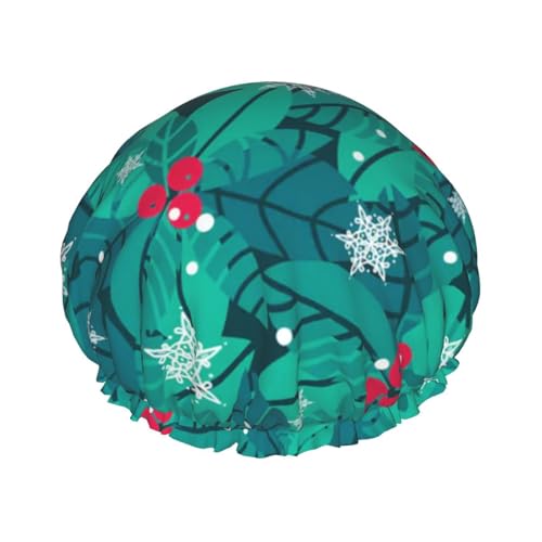 Lustige Weihnachts-Schneeflocken-Duschhaube für Frauen, wiederverwendbare Bade-Duschhauben für Frauen, Weihnachts-Bade-Haarschutzhüte von Oudrspo