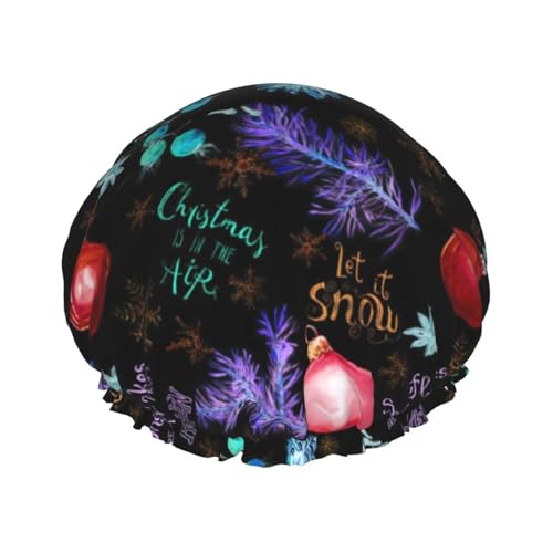 Lustige Weihnachts-Schneeflocken-Duschhaube für Frauen, wiederverwendbare Bade-Duschhauben für Frauen, Weihnachts-Bade-Haarschutzhüte von Oudrspo