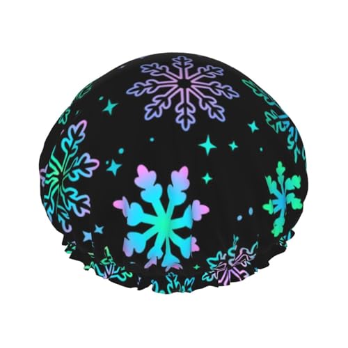 Lustige Weihnachts-Schneeflocken-Duschhaube für Frauen, wiederverwendbare Bade-Duschhauben für Frauen, Weihnachts-Bade-Haarschutzhüte von Oudrspo