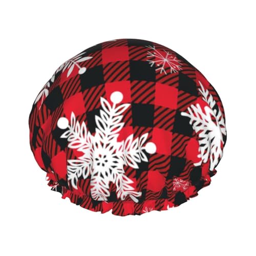 Lustige Weihnachts-Schneeflocken-Duschhaube für Frauen, wiederverwendbare Bade-Duschhauben für Frauen, Weihnachts-Bade-Haarschutzhüte von Oudrspo
