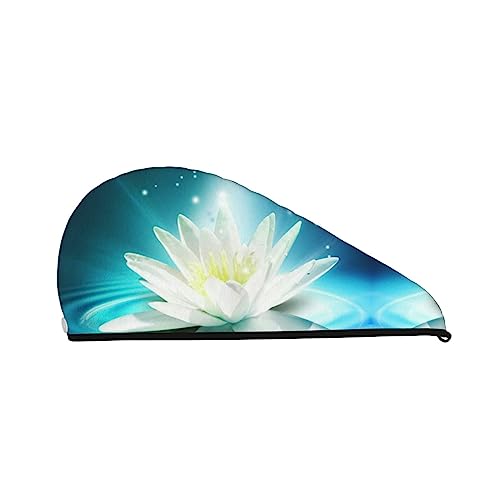 Magic Lotus Floral bedrucktes Haartrockentuch, schnell trocknend, saugfähig, Korallensamt, Trockenhaarkappe mit festem Knopf zum Trocknen von langem, dickem Haar Magic Lotus Floral bedrucktes Haartrockentuch, schnell trocknend, saugfähig, Korallensamt, Trockenhaarkappe mit festem Knopf zum Trocknen von langem, dickem Haar von Oudrspo