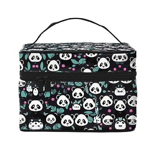 Make-up-Organizer mit Panda-Gesichtsaufdruck, niedliches Tier-Design, Kosmetiktasche für Mädchen von Oudrspo