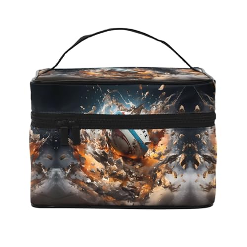 Make-up-Tasche mit Rugby-on-Brand-Muster, tragbarer Reise-Organizer mit sportlicher Atmosphäre und hoher Kapazität von Oudrspo