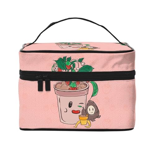 Make-up-Tasche mit Sonnenblumenkern- und Erdbeeren-Druck, großer Reise-Kosmetik-Organizer für Mädchen Make-up-Tasche mit Sonnenblumenkern- und Erdbeeren-Druck, großer Reise-Kosmetik-Organizer für Mädchen von Oudrspo