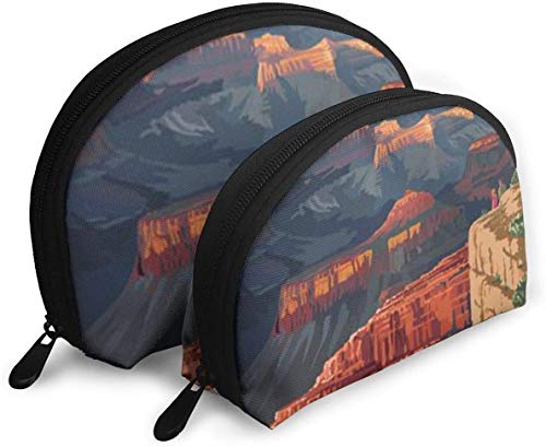 Mather Point Reise-Kosmetiktaschen für Damen, Grand Canyon National Park, wasserdicht, 2-teilig, Make-up-Clutch, Kosmetik- und Toilettenartikel-Organizer, tragbare Reise-Kulturtasche für Mädchen von Oudrspo