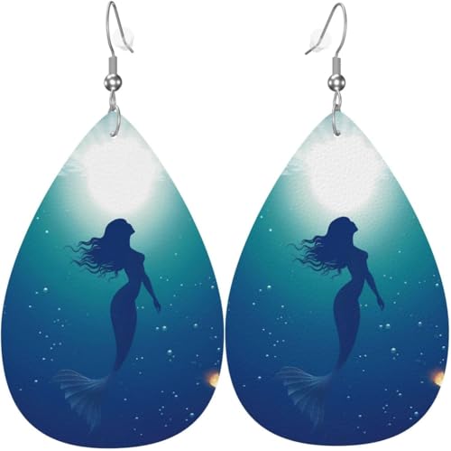 Meerjungfrau Silhouette Kürbis Ahornblatt Blume Leder Teardrop Ohrringe für Frauen Dekorationen von Oudrspo