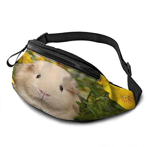 Meerschweinchen Blumen Gürteltasche für Damen Herren Mode Gürteltasche Hüfttasche mit verstellbarem Gürtel für Reisen im Freien Sport Laufen von Oudrspo