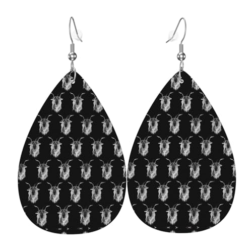 Modische, leichte Ohrringe in Tropfenform mit Ziegenkopf-Muster aus Leder für Damen von Oudrspo