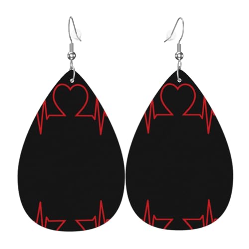 Modische, leichte Tropfen-Ohrringe aus Leder mit Herzmotiv für Damen von Oudrspo