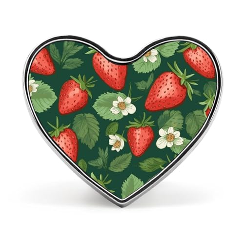 Modische Brosche mit frischen Erdbeeren und Blättern – Elefantenfamilie, 2,5 cm, süße Emaille-Herz-Abzeichen, Metall-Anstecknadeln für Männer und Frauen, dekorative Metall-Anstecknadel für Hüte, Hemde von Oudrspo