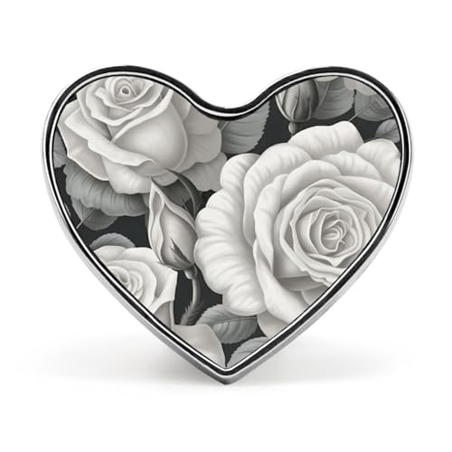 Modische Brosche mit grauem Rosenmuster – LKW und Bär, 2,5 cm, süße Emaille-Herz-Anstecker, Metall-Anstecknadeln für Männer und Frauen, dekorative Metall-Anstecknadel für Hüte, Hemden, Taschen, Jacken von Oudrspo