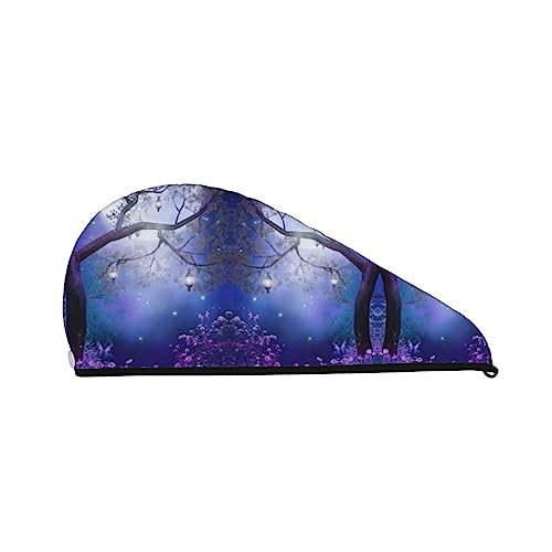 Moonlight Night Bedrucktes Haartrocknungstuch, schnelltrocknend, saugfähig, Korallensamt, Trockenhaarkappe mit festem Knopf zum Trocknen von langem, dickem Haar Moonlight Night Bedrucktes Haartrocknungstuch, schnelltrocknend, saugfähig, Korallensamt, Trockenhaarkappe mit festem Knopf zum Trocknen von langem, dickem Haar von Oudrspo