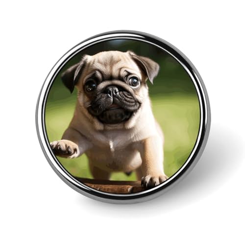 Mopswelpen-Anstecknadel für Männer, modische Mopswelpen-Brosche – süße Emaille-Anstecker, Anstecknadel aus Aluminiumlegierung für Hüte, Hemden, Taschen, Jacken und Accessoires (runde Anstecknadeln, 2, Mopswelpen-Anstecknadel für Männer, modische Mopswelpen-Brosche – süße Emaille-Anstecker, Anstecknadel aus Aluminiumlegierung für Hüte, Hemden, Taschen, Jacken und Accessoires (runde Anstecknadeln, 2, von Oudrspo