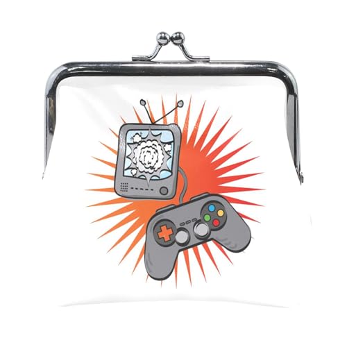 Multi 1 Damen-Geldbörse aus Leder, Hasp-Kartenschlüssel, Wechselgeldbörse, Kiss Lock, Clutch, Tasche, Damenhandtasche mit Kleiner Schnalle, Nahtloser Aufdruck auf Schwarz von Oudrspo