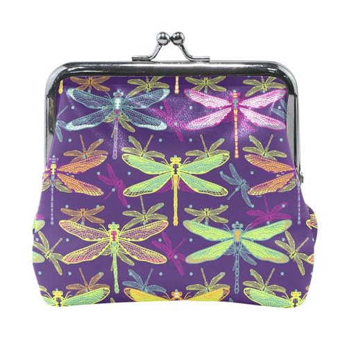 Multi 11 Damen-Geldbörse aus Leder, Hasp-Kartenschlüssel, Wechselgeldbörse, Kiss Lock, Clutch, Tasche, Damenhandtasche mit Kleiner Schnalle, Aufdruck: Gelbe Sonnenblume auf Schwarz von Oudrspo