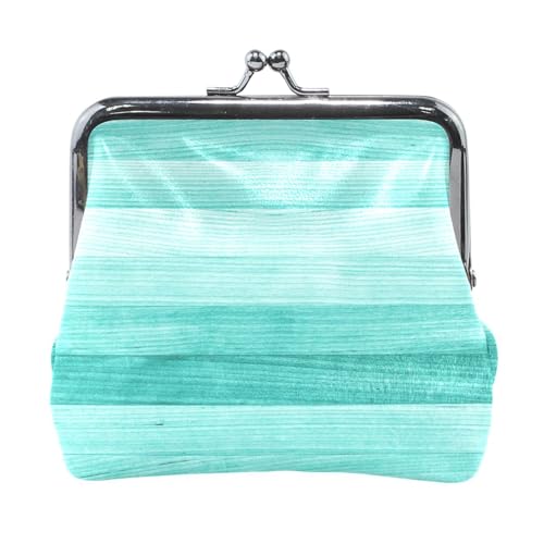 Multi 13 Damen-Geldbörse aus Leder, Hasp-Kartenschlüssel, Wechselgeldbörse, Kiss Lock, Clutch, Tasche, Damenhandtasche mit kleiner Schnalle, Druck, blaugrün oder türkisgrün, lackierte Holzstruktur von Oudrspo
