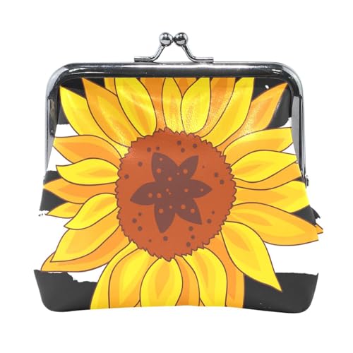 Multi 20 Damen-Geldbörse aus Leder, Hasp-Kartenschlüssel, Wechselgeldbörse, Kiss Lock, Clutch, Tasche, Damenhandtasche mit Kleiner Schnalle, Aufdruck „Große Sonnenblume von Oudrspo