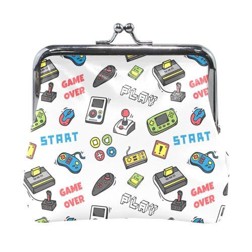 Multi 4 Damen-Geldbörse aus Leder, Hasp-Kartenschlüssel, Wechselgeldbörse, Kiss Lock, Clutch, Tasche, Damen-Handtasche mit kleiner Schnalle, bedruckt mit bunten Weihnachts- und Neujahrslichtern, nahtl von Oudrspo