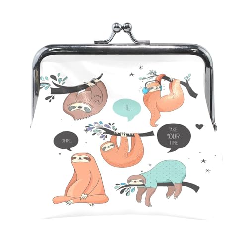 Multi 7 Damen-Geldbörse aus Leder, Hasp-Kartenschlüssel, Wechselgeldbörse, Kiss Lock, Clutch, Tasche, Damenhandtasche mit Kleiner Schnalle, Nahtloser Aufdruck auf Schwarz von Oudrspo