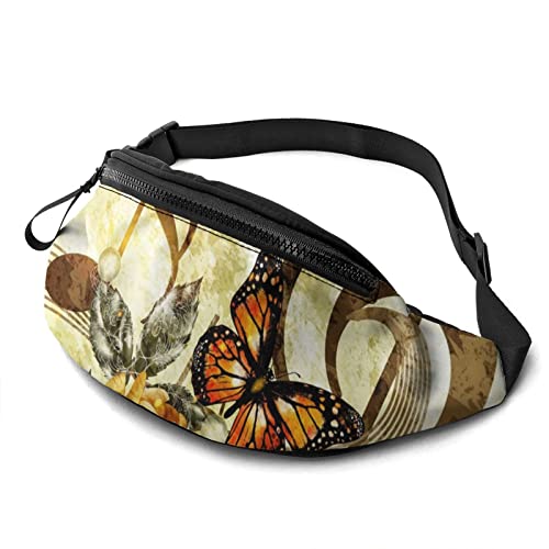 Musiknote mit Rose Gürteltasche Lässige Gürteltasche mit verstellbarem Gürtel Gürteltaschen für Männer Frauen Reisen Sport Laufen von Oudrspo