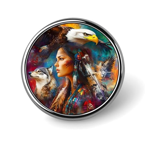 Native US Woman Wolf Ea-gles Runde Brosche Pins Revers Krawatte Abzeichen Metall Memorial Button Pin Kit für Hut Hemd Kleidung Taschen Dekor Native US Woman Wolf Ea-gles Runde Brosche Pins Revers Krawatte Abzeichen Metall Memorial Button Pin Kit für Hut Hemd Kleidung Taschen Dekor von Oudrspo