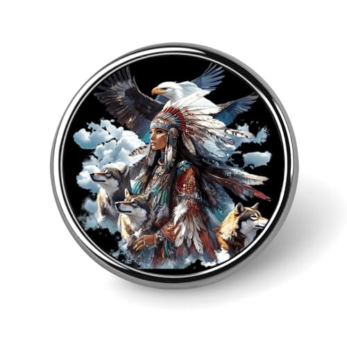 Native US Woman Wolf Runde Brosche Pins Revers Krawatte Abzeichen Metall Memorial Button Pin Kit für Hut Hemd Kleidung Taschen Dekor Native US Woman Wolf Runde Brosche Pins Revers Krawatte Abzeichen Metall Memorial Button Pin Kit für Hut Hemd Kleidung Taschen Dekor von Oudrspo
