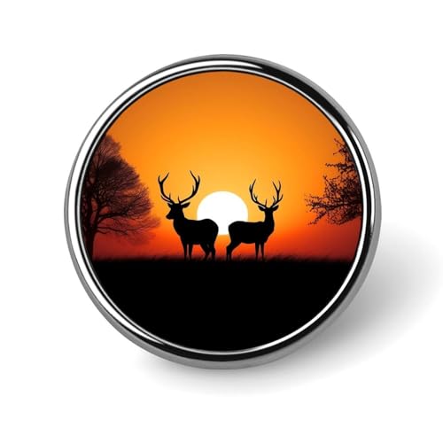 Natur-Sonnenuntergang-Reh-Anstecknadel für Männer, Giraffe, Sonnenuntergang, modische Brosche – niedliche Emaille-Anstecker, Anstecknadel aus Aluminiumlegierung für Hüte, Hemden, Taschen, Jacken und A von Oudrspo