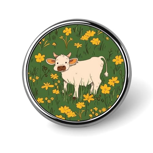 Niedliche, ästhetische Blumen-Kuh-Brosche, runde Anstecknadel, Anstecknadel, Krawattennadel für Damen und Herren, Büroangestellte, Lehrer, Dekoration Niedliche, ästhetische Blumen-Kuh-Brosche, runde Anstecknadel, Anstecknadel, Krawattennadel für Damen und Herren, Büroangestellte, Lehrer, Dekoration von Oudrspo
