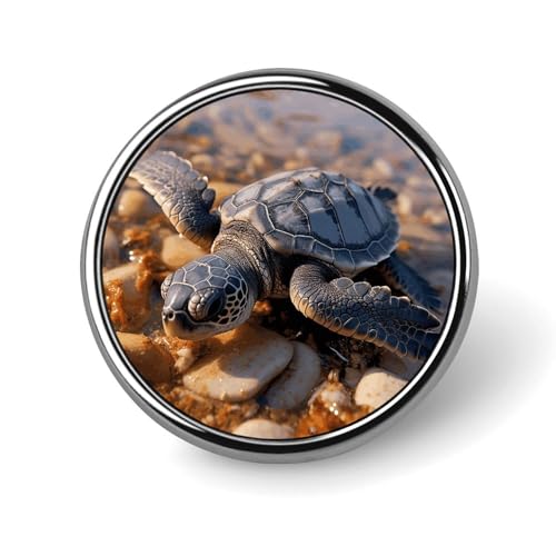 Niedliche Baby-Meeresschildkröte, die am Strand krabbelte, runde Brosche, modische Revers-Krawattennadeln, leichte Metallbrosche für Männer und Frauen, Kostüm, dekoratives Accessoire Niedliche Baby-Meeresschildkröte, die am Strand krabbelte, runde Brosche, modische Revers-Krawattennadeln, leichte Metallbrosche für Männer und Frauen, Kostüm, dekoratives Accessoire von Oudrspo