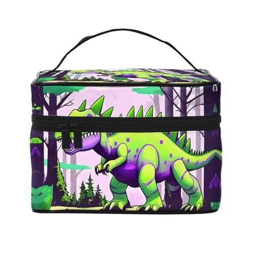 Niedliche Cartoon-Dinosaurier-Kosmetik-Reisetasche, großer Make-up-Organizer für Mädchen und Frauen von Oudrspo