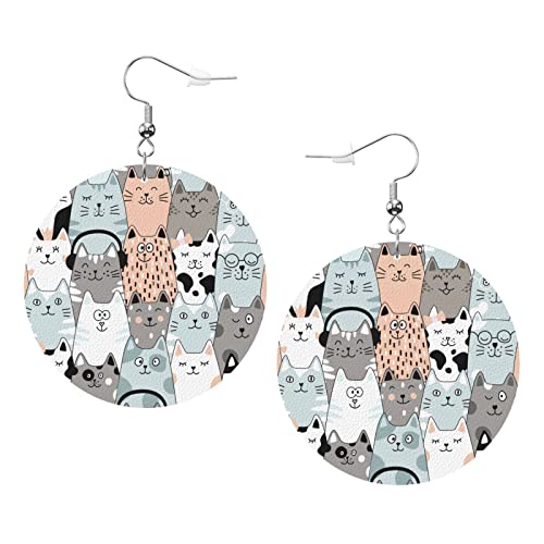 Niedliche Cat2-Ohrringe, süßer Teddybär, runde Form, Leder-Ohrring, leicht, baumelnd, Damen- und Mädchen-Schmuck, perfekt für den Alltag von Oudrspo