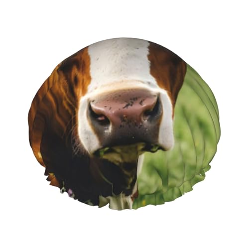 Niedliche Doppelduschhaube mit Kuh-Print, Duschhaube für Damen und Herren, Duschhaube für den Salon und den Heimgebrauch von Oudrspo