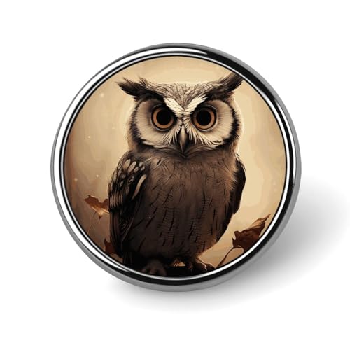 Niedliche Eulen-Anstecknadel für Männer, niedliche Cartoon-Eisbär-Modebrosche – niedliche Emaille-Anstecker, Anstecknadel aus Aluminiumlegierung für Hüte, Hemden, Taschen, Jacken und Accessoires (rund von Oudrspo