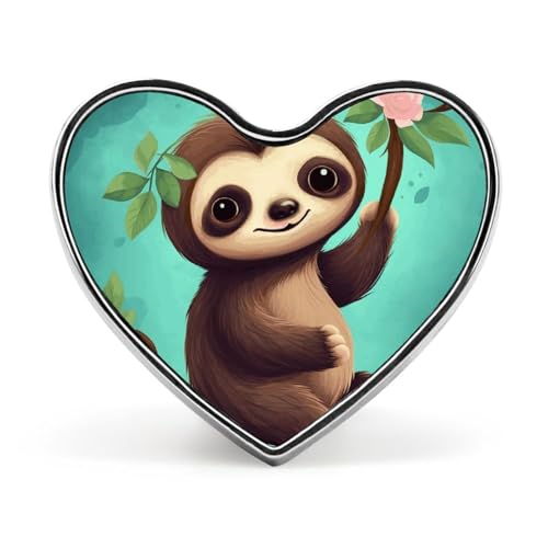 Niedliche Faultier-Modebrosche – Niedliches Cartoon-Faultier, 2,5 cm, niedliche Emaille-Herz-Anstecker, Metall-Anstecknadeln für Männer und Frauen, dekorative Metall-Anstecknadel für Hüte, Hemden, Tas von Oudrspo