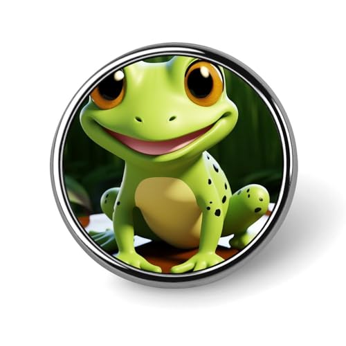 Niedliche Frosch-Anstecknadel für Männer, niedliche Frosch-Modebrosche – niedliche Emaille-Abzeichen, Anstecknadel aus Aluminiumlegierung für Hüte, Hemden, Taschen, Jacken und Accessoires (runde Anste von Oudrspo